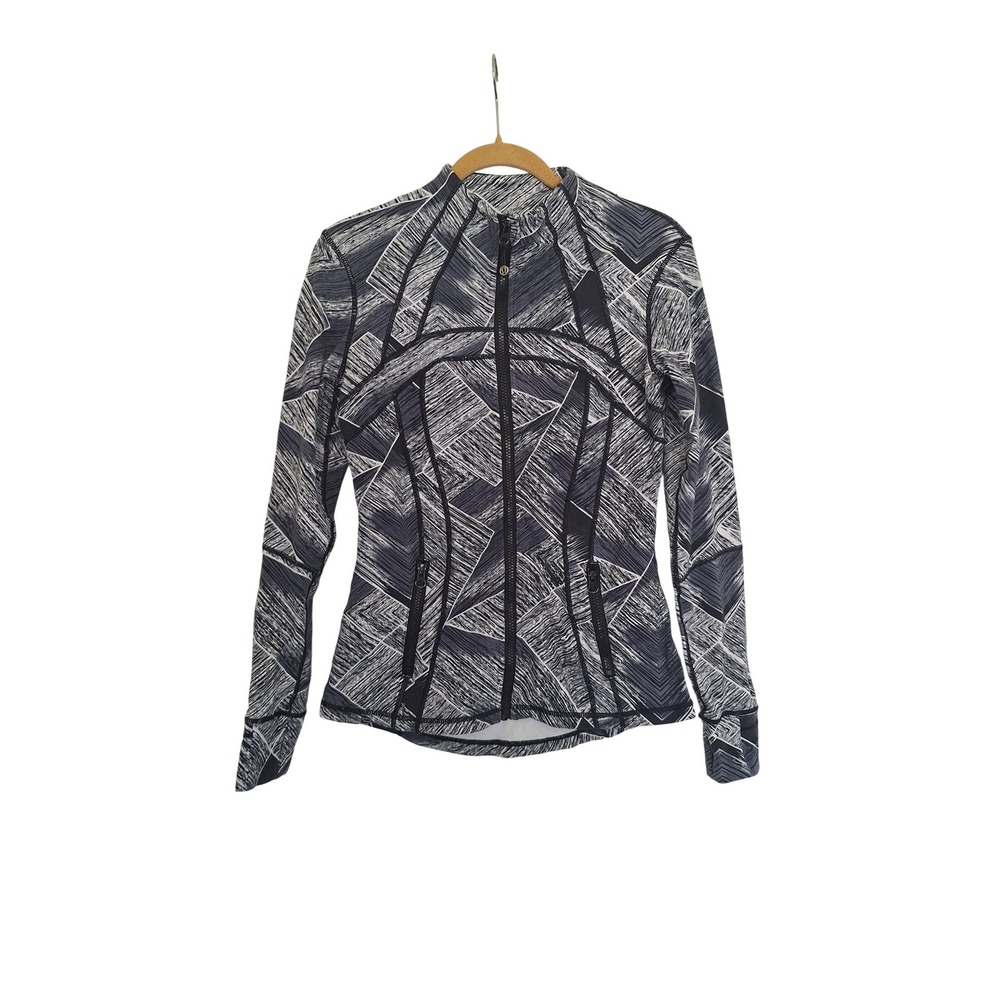 Lululemon Define Jacket Black White Geometric Abstract Full Zip Size 4